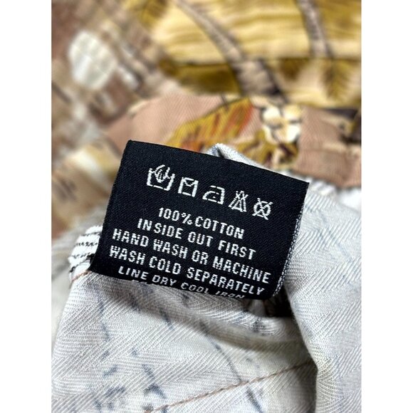 Under Two Flags Shacket Shirt Mens Medium Beige Hawaiian 100% Cotton Button-Up - Picture 10 of 12